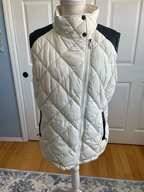Marc New York Quilted Sleeveless Vest-XL-Off White/Black